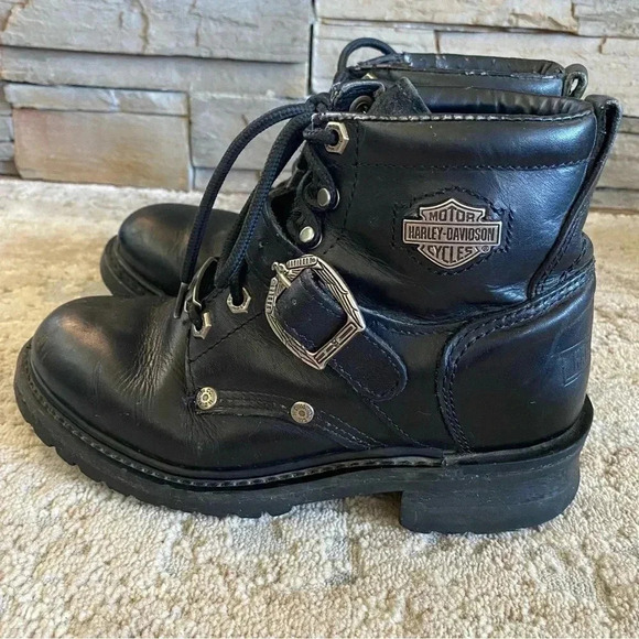 Harley Davidson Faded Glory Black 6" Logger Boots: 7 - Picture 2 of 9